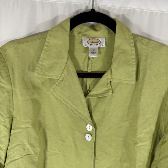 Talbots Linen Blend Jacket Women's 12 Petite Button Up Long Sleeve Lightweight - Picture 5 of 9